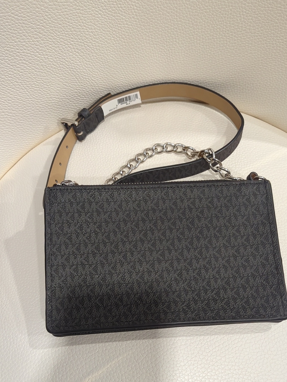 Michael Kors Dark Charcoal MK Logo Chain Strap Belt Bag